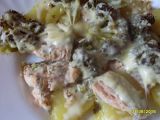 Losos zapečený s brambory a brokolicí recept