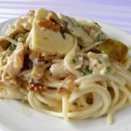 Špagety se sýrem a hruškou recept
