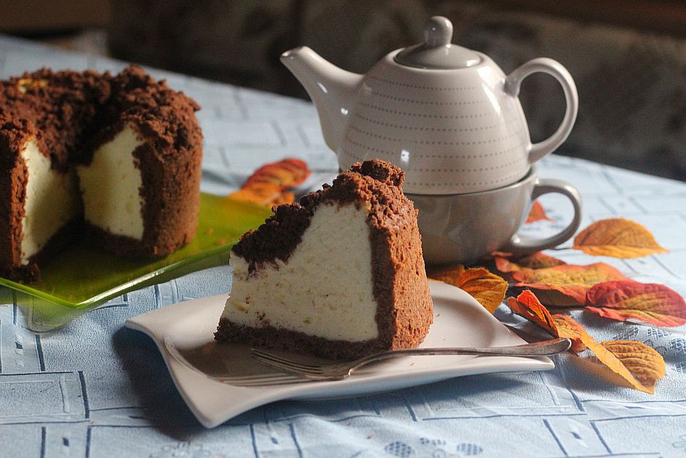 Tvarohový koláč s kakaovou drobenkou recept