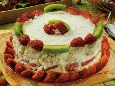 Vanilkový dort s ovocem  nepečený