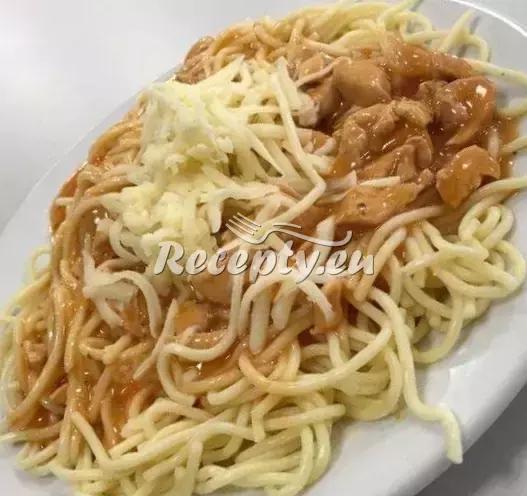 Studenské špagety s kuřecím masem recept  těstoviny