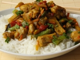 Kuřecí maso na kari s rýží, zeleninou recept