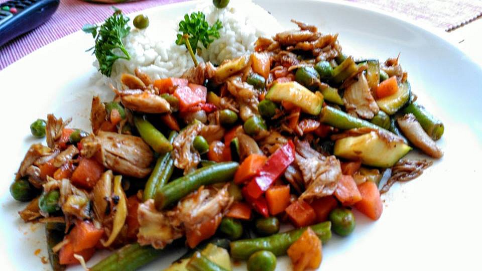 Zeleninová směs s kuřecím masem recept