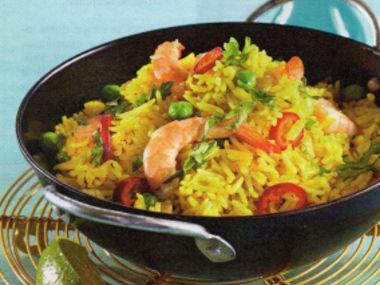Dušená rýže s krevetami