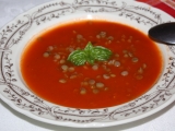 Rajská polévka s čočkou a bazalkou recept