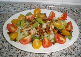 Zeleninový salát s hříbky a kuř.masem recept