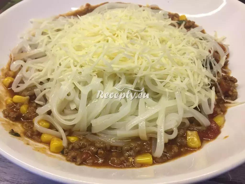 Špagety s vepřovým masem a šunkou recept  těstoviny