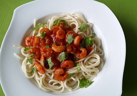 Krevety v marinádě se špagetami recept