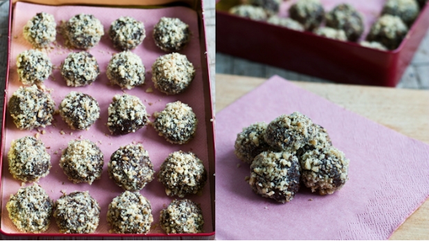 Čokoládové truffles se slanou čokoládou a ořechy