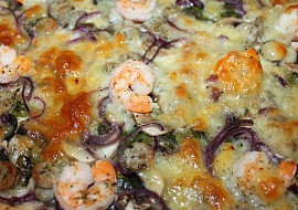 Pizza  mangold, krevety ... recept