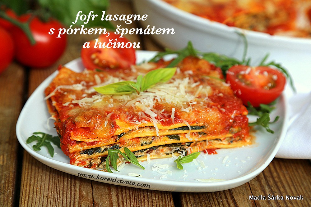 Fofr lasagne s pórkem, špenátem a lučinou recept
