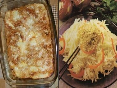 Zapečený králík se špagetami a kedlubnový salát
