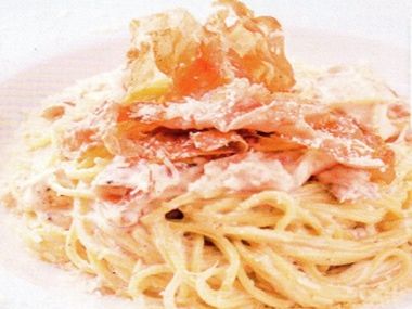 Špagety s parmskou šunkou a smetanou
