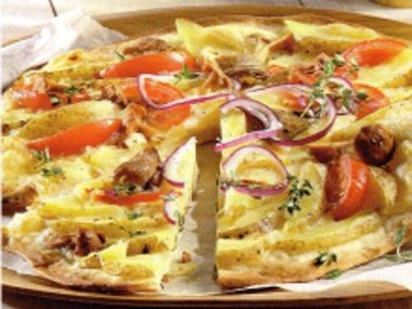 Houbová pizza s bramborami