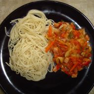 Levné špagety se salámem recept