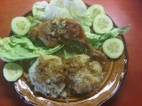 Pečené kuře na cibuli a česneku s rýží recept