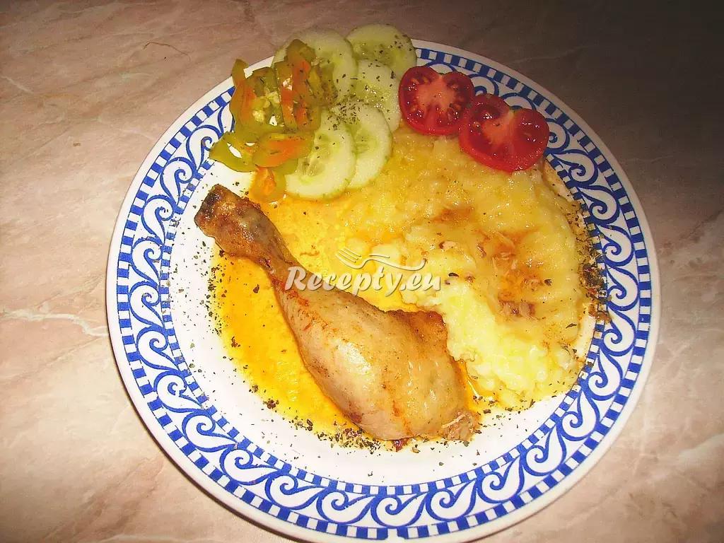 Pečené kuře s bramborovou kaší recept  drůbeží maso