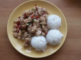 Čína s rýžovými nudličkami a rýží recept