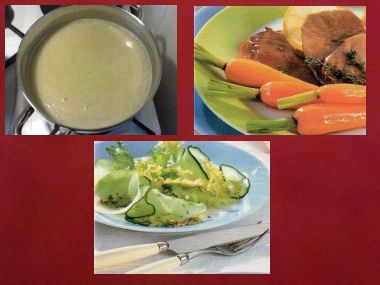Sváteční oběd 4  pórková polévka, jehněčí a carpaccio