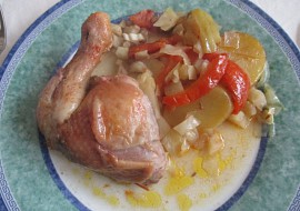 Plněné kuře na zelenině s brambory recept