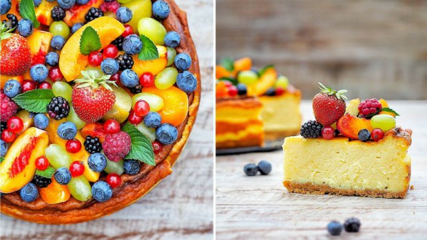 Smetanovo-sýrový dort s ovocem