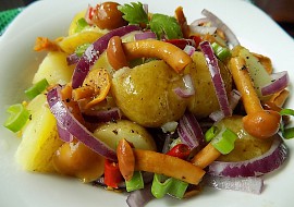 Salát z nových brambor a nakládaných hub recept