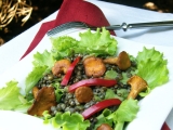Salát ze zelené čočky s liškami recept