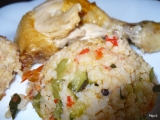 Pečené kuře na zeleninovo-rýžovém lůžku recept