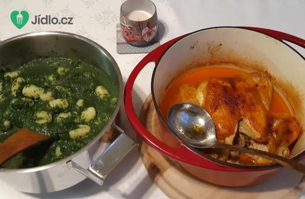 Pečené kuře a gnocchi se špenátem recept