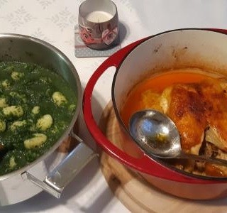 Pečené kuře a gnocchi se špenátem recept